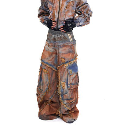 Mud-Dye Raw Hem Utility Hooded Jacket & Pants Setup WN20382
