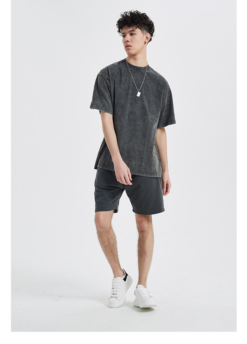 Vintage Dyed Oversize Short-sleeve T-shirt & Vintage Dyed Short Sweatpants Setup WN6631