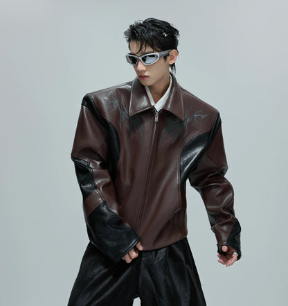 Crocodile-Pattern PU Leather Short Jacket WN21686