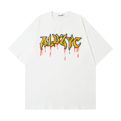 Melted Puff Letter Print Short Sleeve T-Shirt WN15060