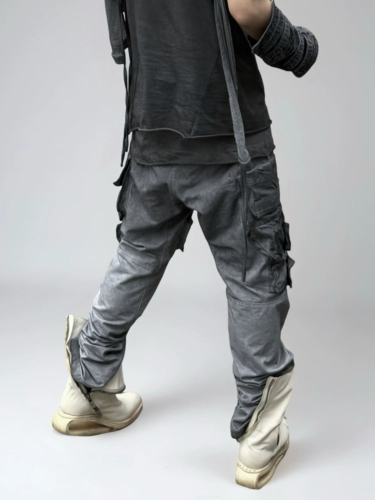 Washed Deconstructed Design Cargo Pants WN21985