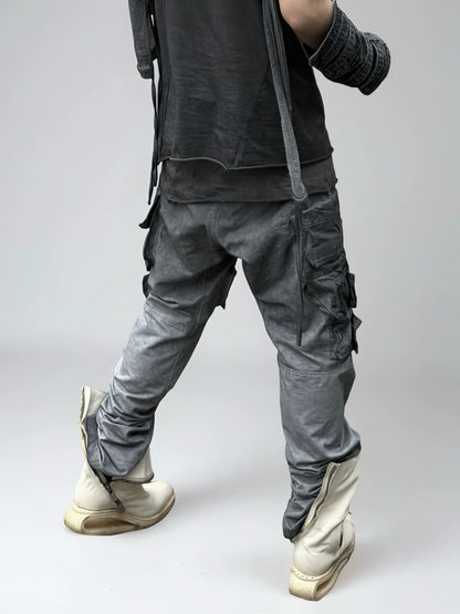Washed Deconstructed Design Cargo Pants WN21985