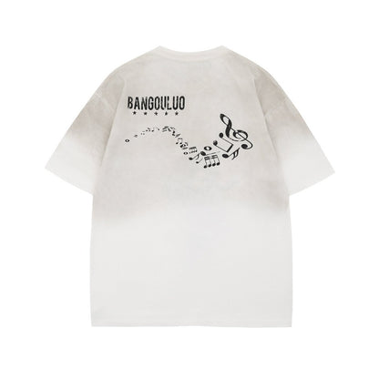 Oversize Rock Singer Print Short Sleeve T-Shirt  WN16545