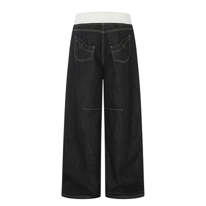 Deconstruction Patchwork Wide Leg Denim Jeans WN25851