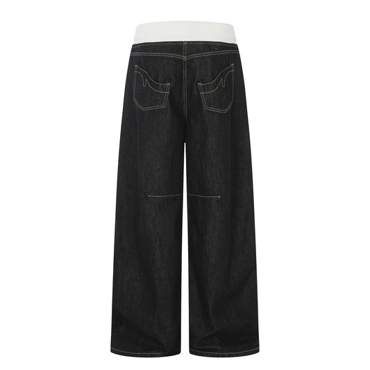 Deconstruction Patchwork Wide Leg Denim Jeans WN25851