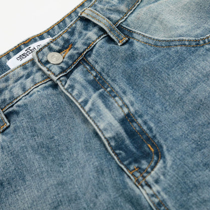 Washed Wide Leg Denim Jeans WN14097