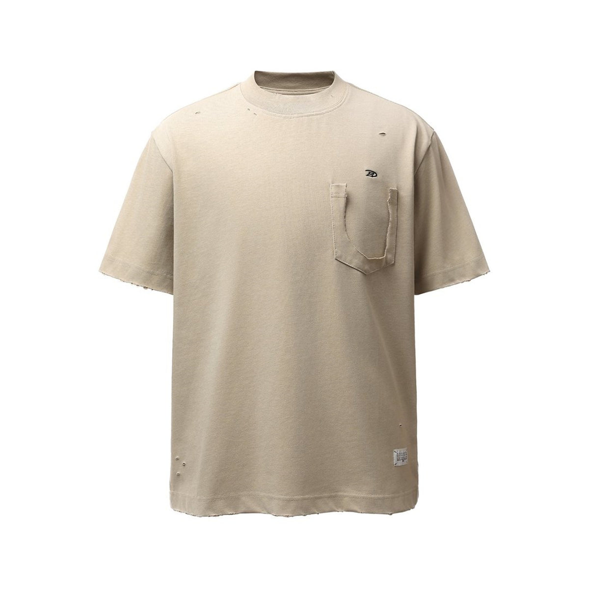 Damage Raw Hem Pocket Oversize Short Sleeve T-Shirt WN26864