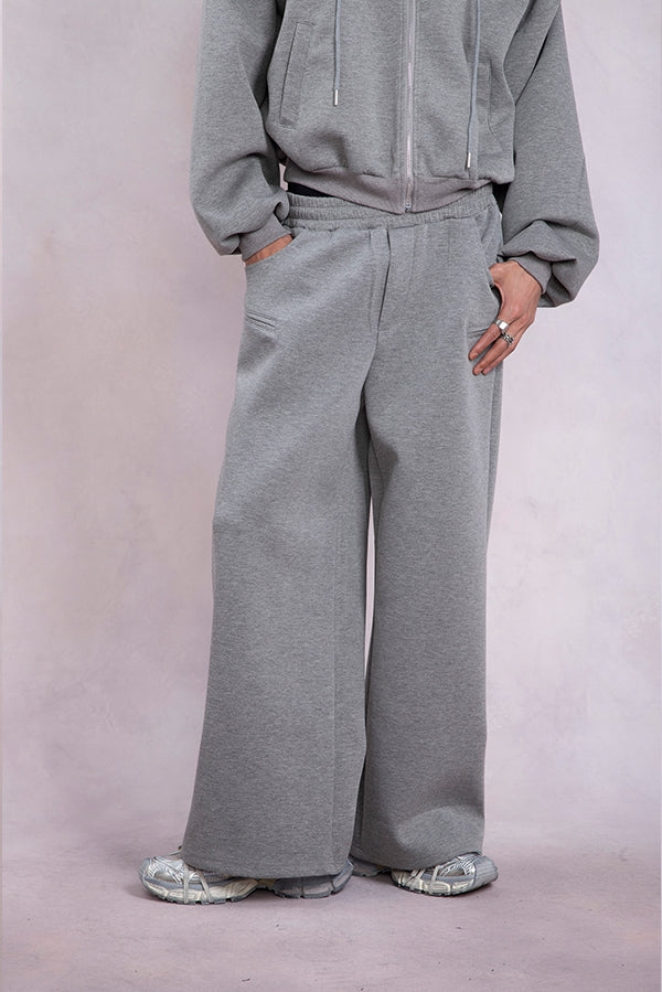 Shoulder Pad Short Zipper Hoodie & Wide-Leg Sweatpants Setup WN9335