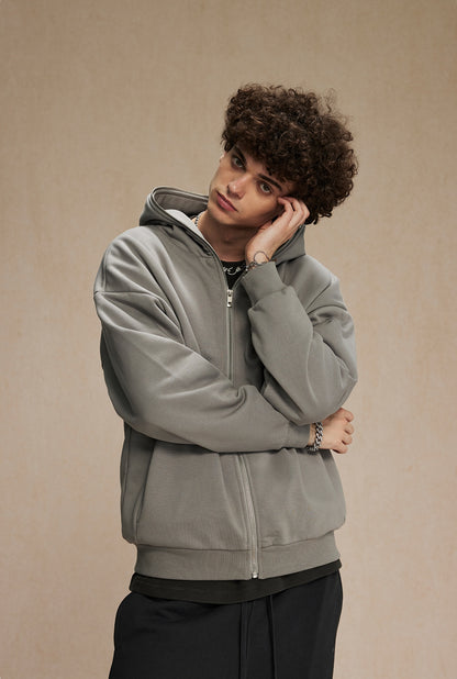 Oversize Plain Zipper Hoodie WN9971