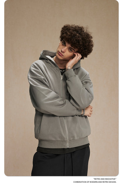 Oversize Plain Zipper Hoodie WN9971