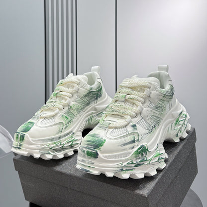 Paint Mesh Design Chunky Sole Sneakers WN24662