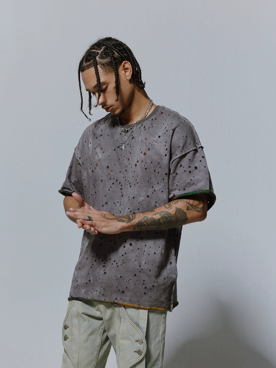 Washed Speckled Oversize Short Sleeve T-Shirt WN17592