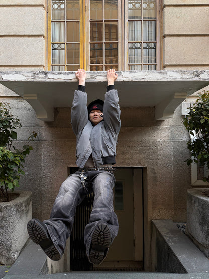 Washed Straight Denim Jeans WN24390