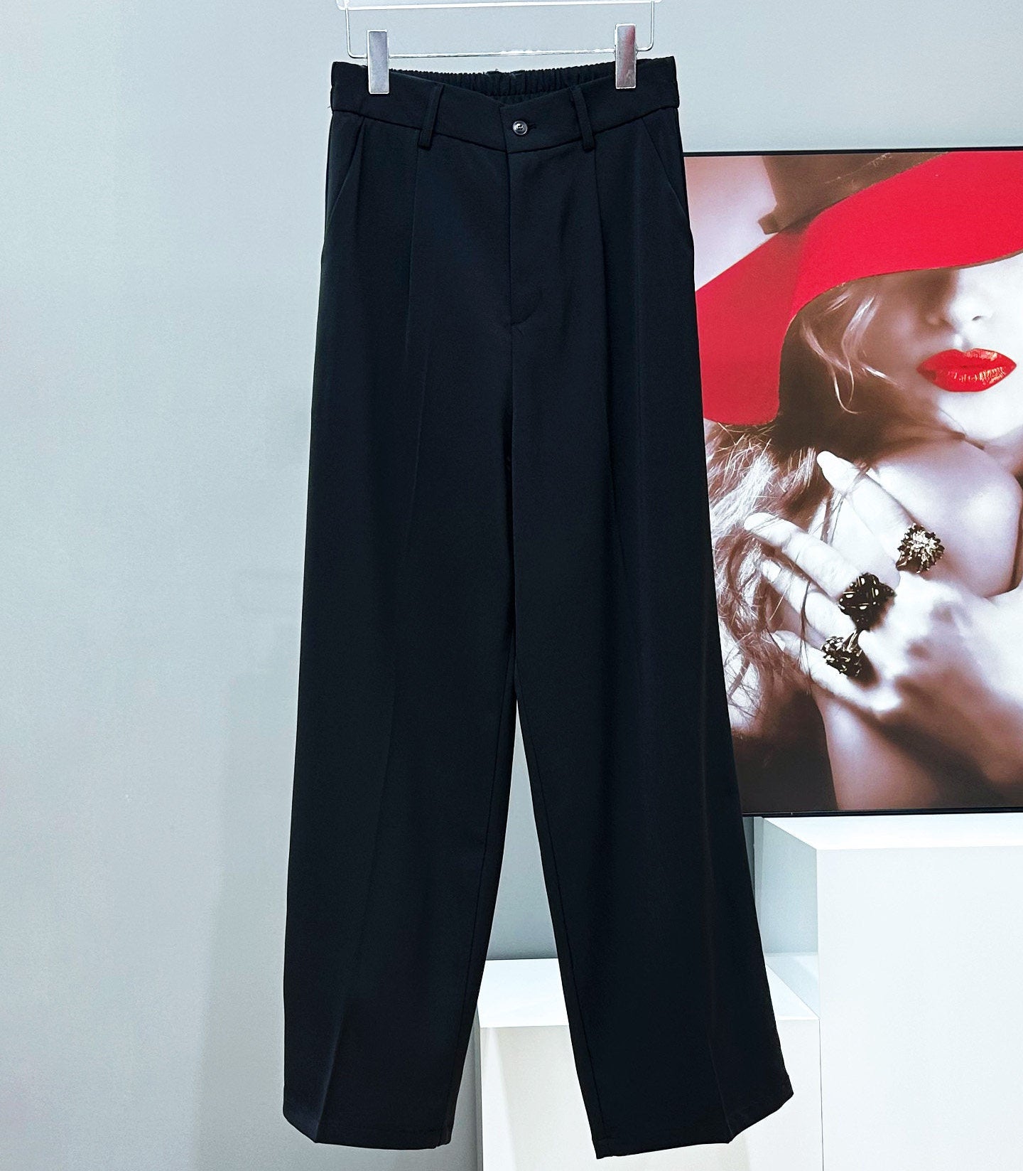 3D Rose Embroidery Tailored Jacket & Wide Leg Trousers Setup WN23875