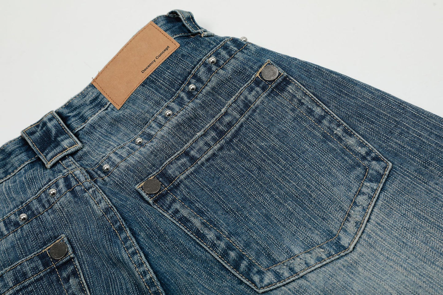 Washed Wide Leg Denim Jeans WN15513