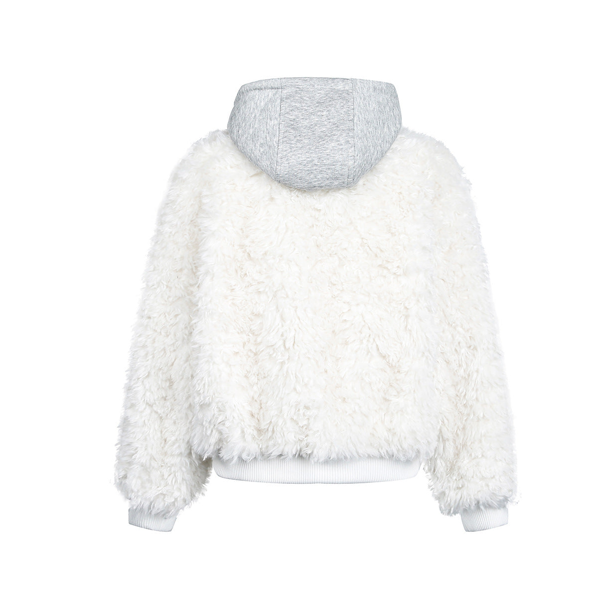 Shaggy Fake Fur Hooded Zipper Jacket WN21874