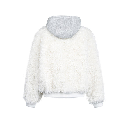Shaggy Fake Fur Hooded Zipper Jacket WN21874