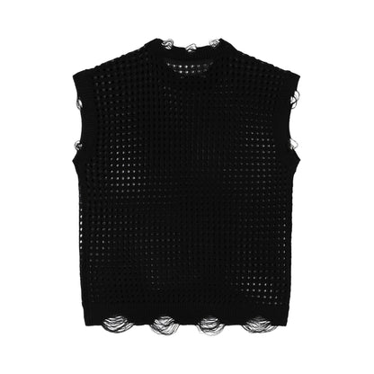 Mesh Damage Design Knit Vest WN25757