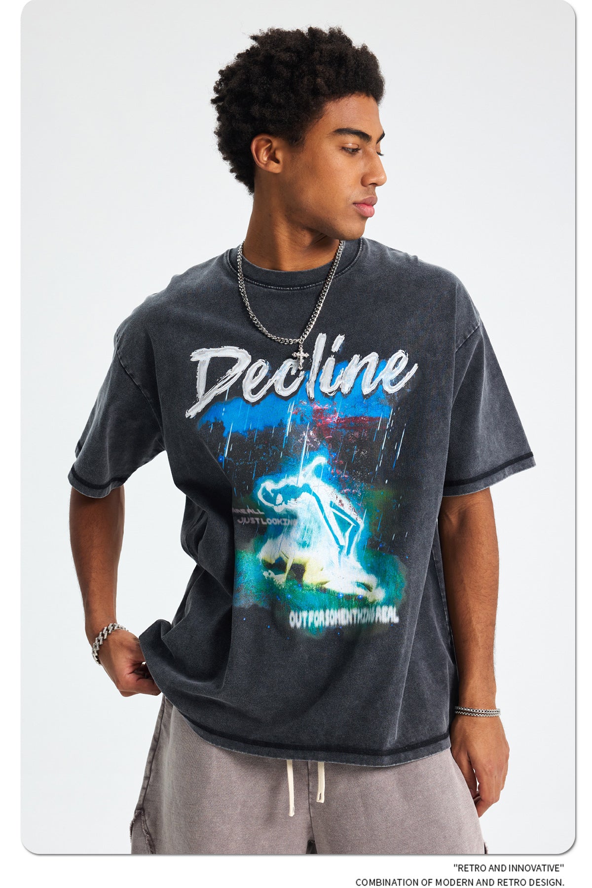 Washed Graphic Print Oversize Short Sleeve T-Shirt WN16247