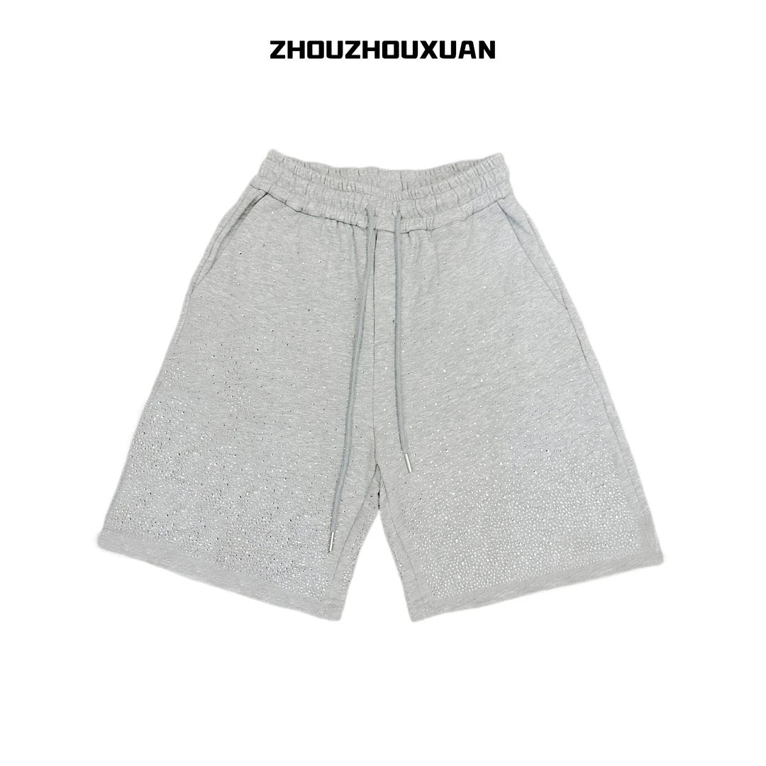Gradient Rhinestone Short Sweatpants WN20707