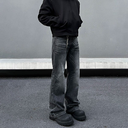 Lightning Pattern Washed Flare Denim Jeans WN19552