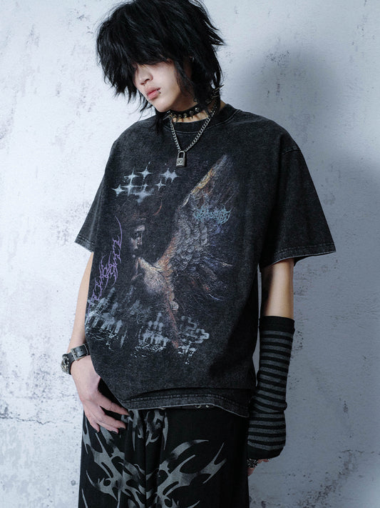 Graphic Print Drop Shoulder Short Sleeve T-Shirt WN15956