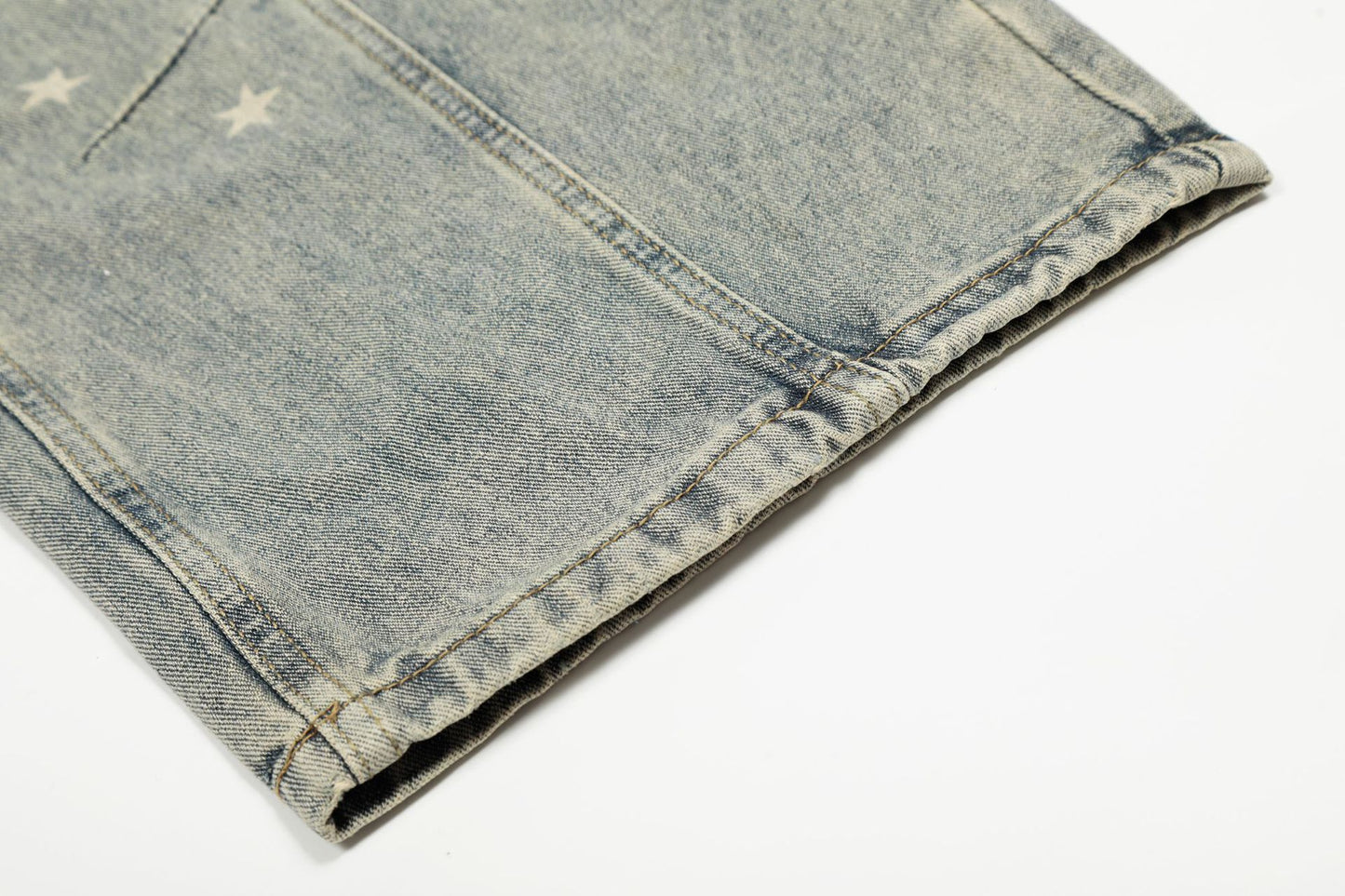 Star Print Curved Denim Jeans WN25482