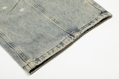 Star Print Curved Denim Jeans WN25482