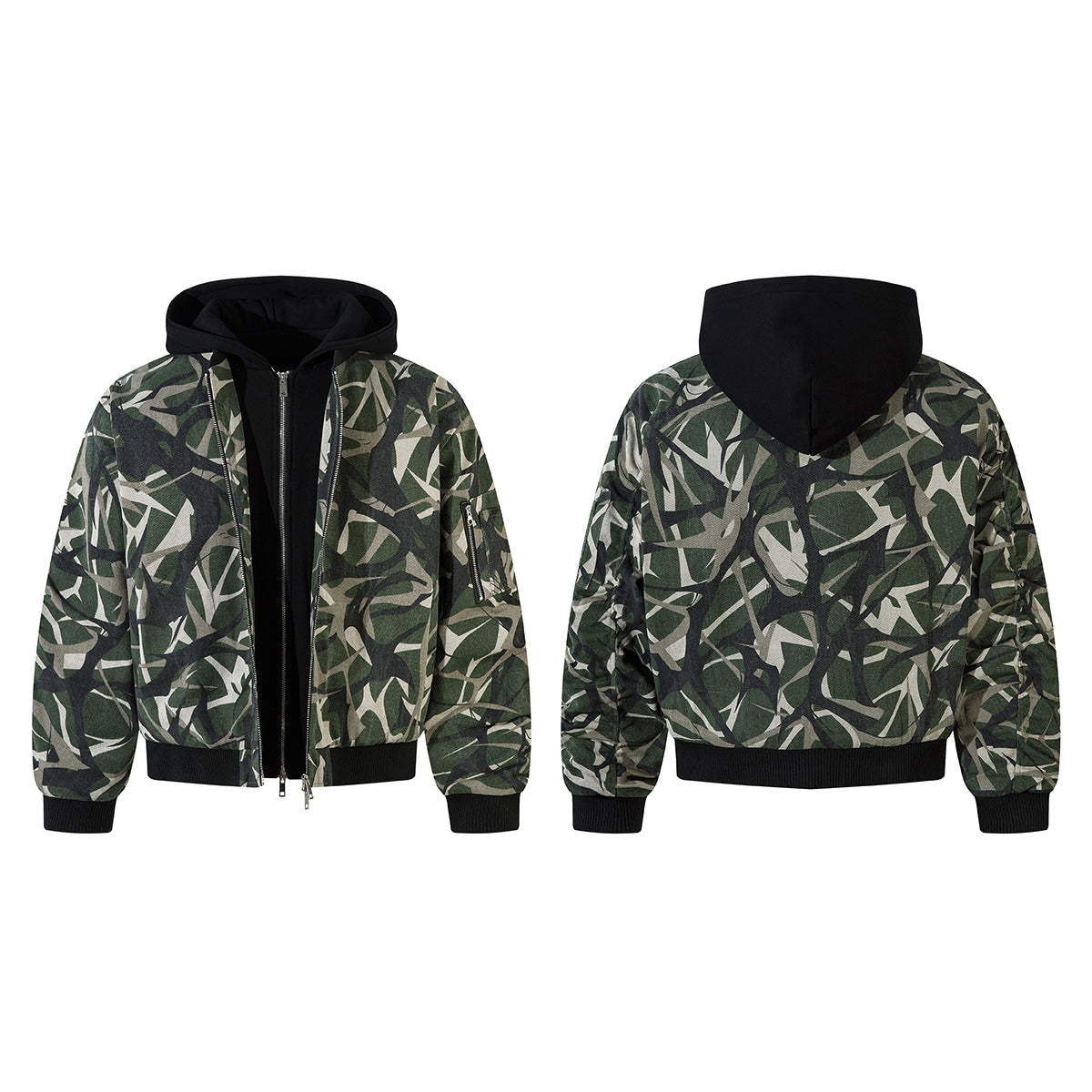 Chaqueta acolchada con capucha de camuflaje de espinas Wn11315 Wn11315