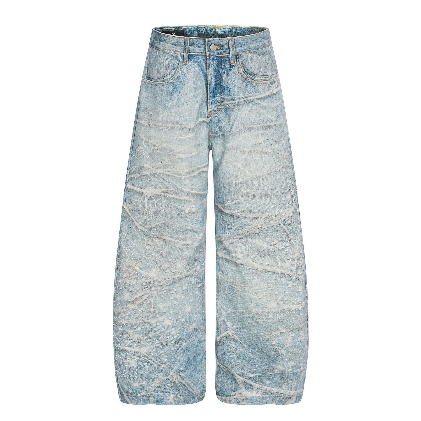 Paint Splatter Wash Wide Leg Denim Jeans WN23584
