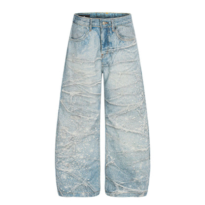 Paint Splatter Wash Wide Leg Denim Jeans WN23584