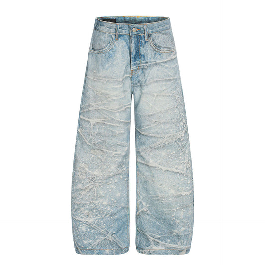 Paint Splatter Wash Wide Leg Denim Jeans WN23584