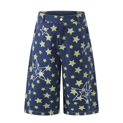Star Print Denim Half Jeans WN25801