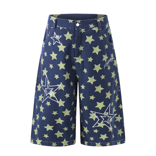 Star Print Denim Half Jeans WN25801