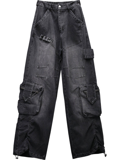 Fleece Lining Multi Pocket Wash Denim Jeans WN22313