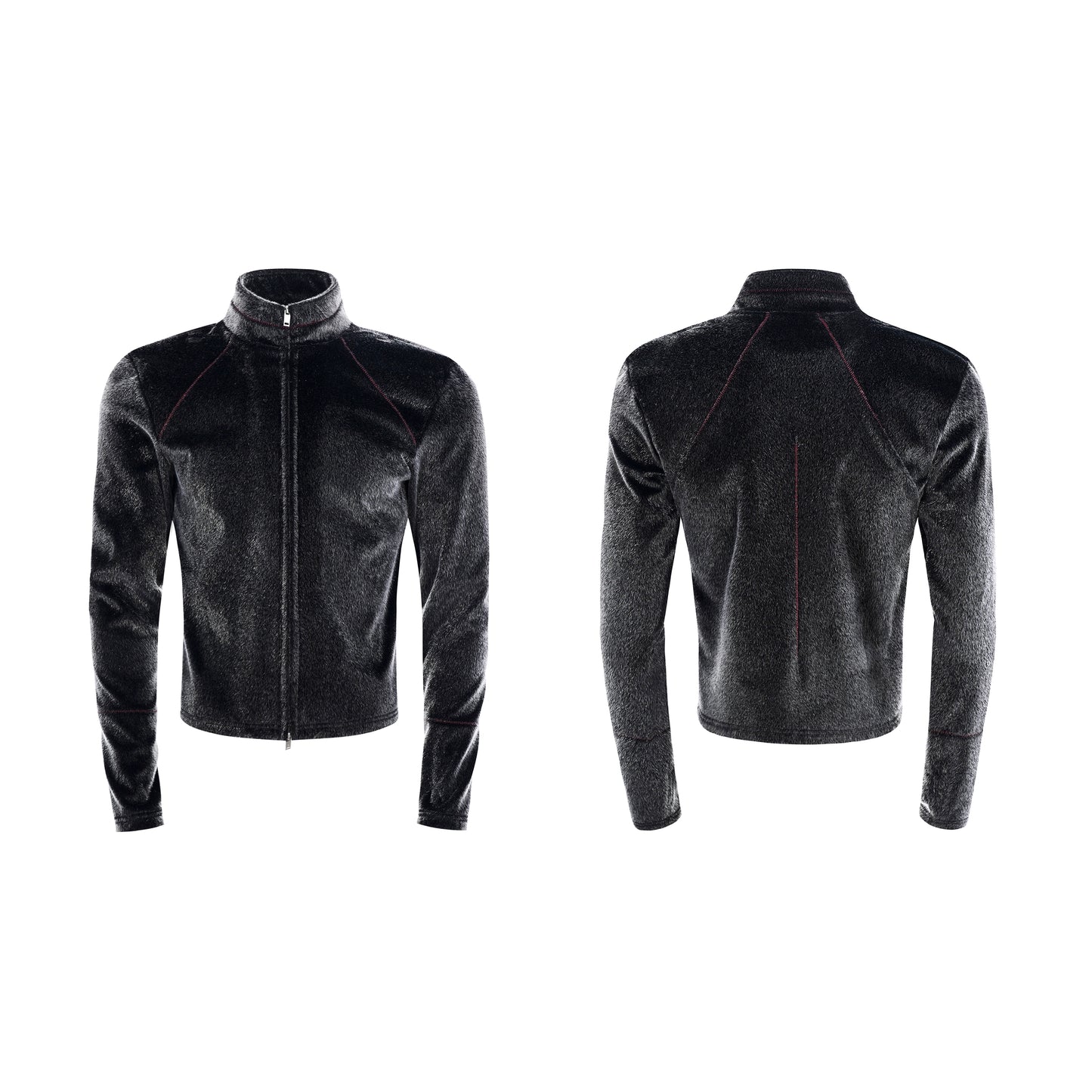 Fake Fur Stand Neck Zipper Jacket WN22647