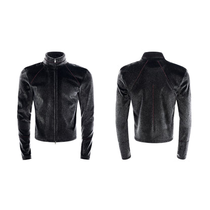 Fake Fur Stand Neck Zipper Jacket WN22647