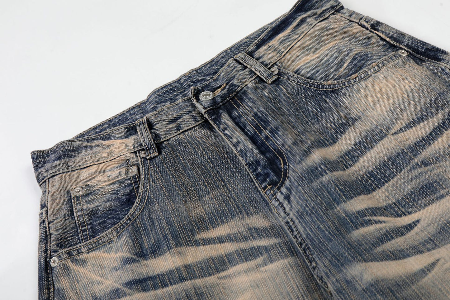 Washed Whisker Wide Leg Denim Jeans WN26132