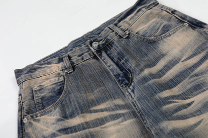 Washed Whisker Wide Leg Denim Jeans WN26132