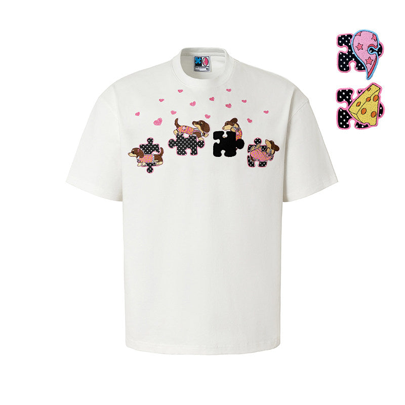 Puzzle Detachable Print Short Sleeve T-Shirt WN23230