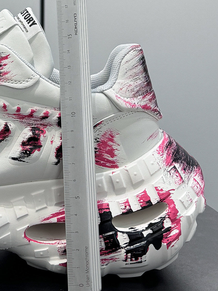 Paint Graffiti Print Chunky Sole Sneakers WN24607