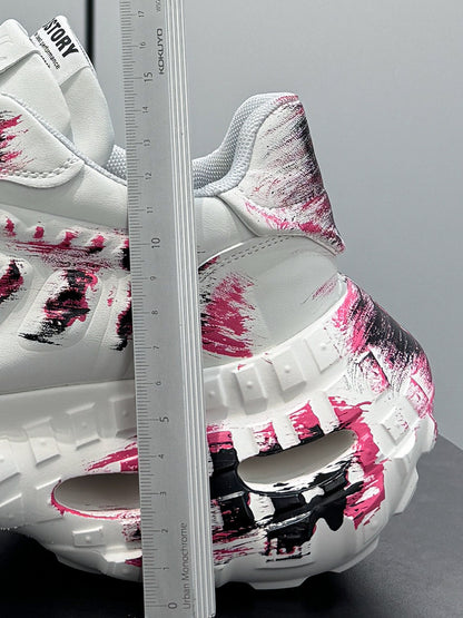 Paint Graffiti Print Chunky Sole Sneakers WN24607