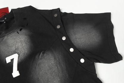 Washed Damage Detachable Vest Layered Short Sleeve T-Shirt WN16188