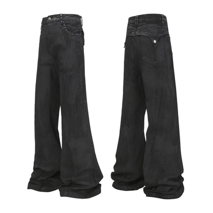 WN25666 Jiayiku 2026 new wasteland feng washed jeans tapered American street personality cleanfit floor-length pants WN25666