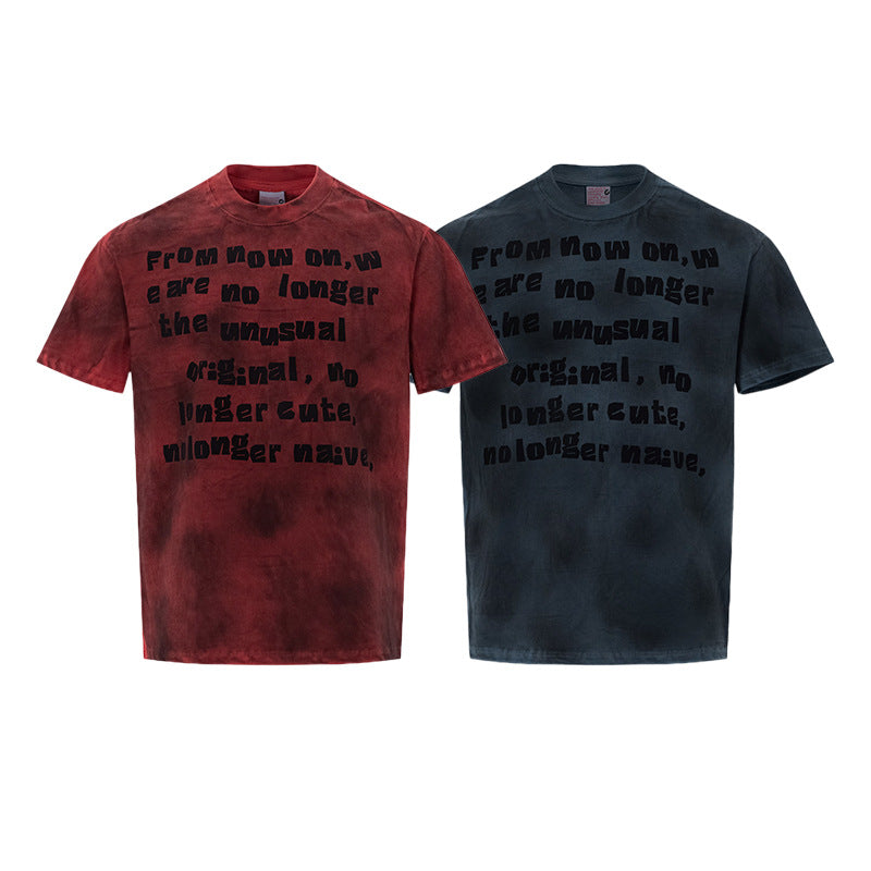 Washed Dirty Letter Print Short Sleeve T-Shirt WN26133
