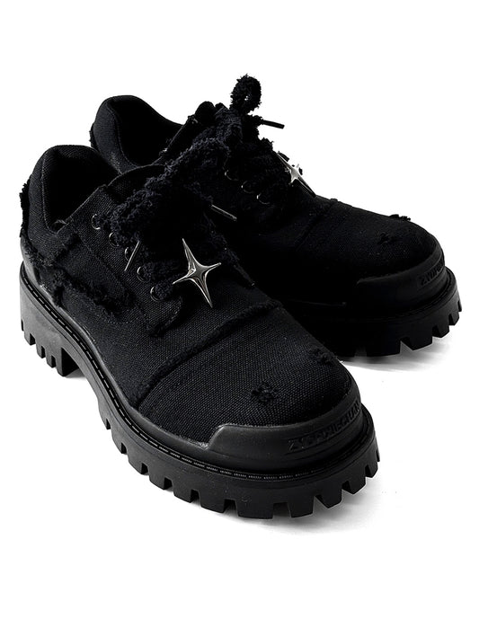 Round Toe Derby Design Damage Denim Shoes WN19151