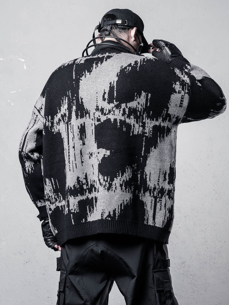 Paint Graphic Print Oversize Knit Sweater WN22477