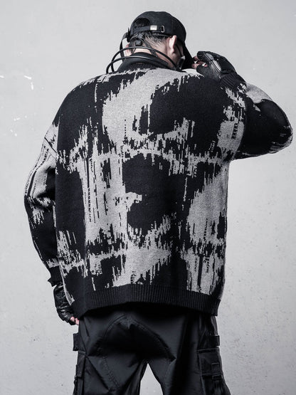 Paint Graphic Print Oversize Knit Sweater WN22477