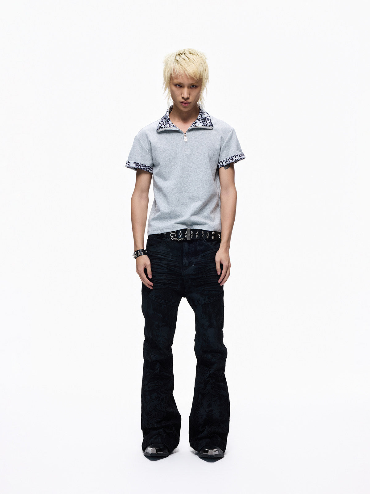 Deconstructed Whisker Pleats Coating Denim Jeans WN27347