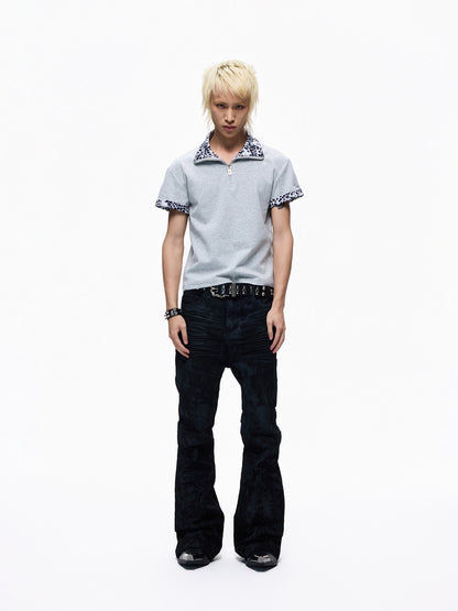Deconstructed Whisker Pleats Coating Denim Jeans WN27347